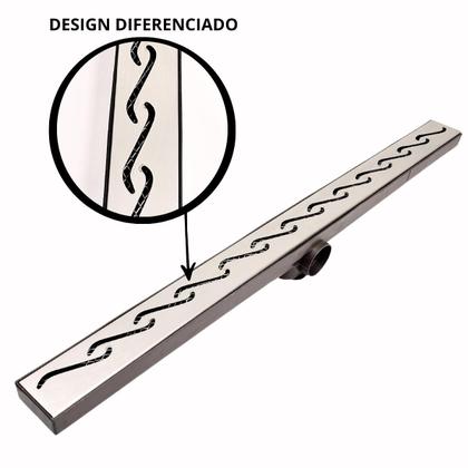 Imagem de Ralo Linear Box de Banheiro 5x70 Inox 304 Tela e Coletor Plástico Saída 40mm