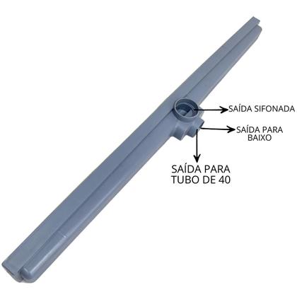 Imagem de Ralo Linear Box de Banheiro 5x70 Inox 304 Tela e Coletor Plástico Saída 40mm