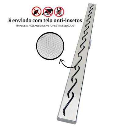 Imagem de Ralo Linear Box de Banheiro 5x70 Inox 304 Tela e Coletor Plástico Saída 40mm