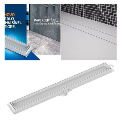 Imagem de Ralo Linear Com Tampa Oculta Tigre Branco 70cm