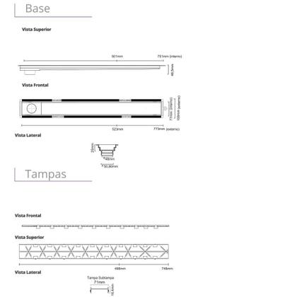 Imagem de Ralo Linear Elleve Versatille Tampa Oculta 75cm 4257