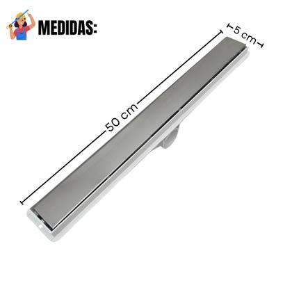 Imagem de Ralo Linear Inox 5x50 com Tela Invisível Piso e Coletor Branco