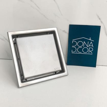 Imagem de Ralo Oculto Inox 11x11 Tampa Invisível Quadrado Não É Pvc Antiodor Para Caixa 100mm Square Aplicar Piso Porcelanato
