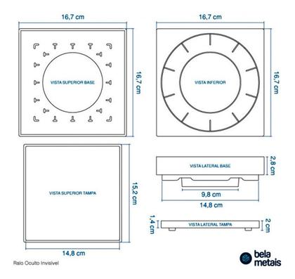 Imagem de Ralo Oculto Invisível 15x15 com Encaixe Universal