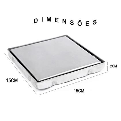 Imagem de Ralo Oculto Invisivel 15X15 Inox Anti Odor Kit 15 Uni Box Banheiro Lavanderia Cozinha Banho Lavabo Discreto Varanda Higienico