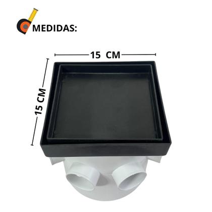 Imagem de Ralo Oculto Preto 15x15 Piso Banheiro e Caixa Sifonada 150mm