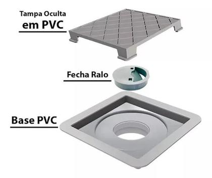 Imagem de Ralo Oculto Tampa Invisível Quadrado Em Pvc 10 X 10 Novii