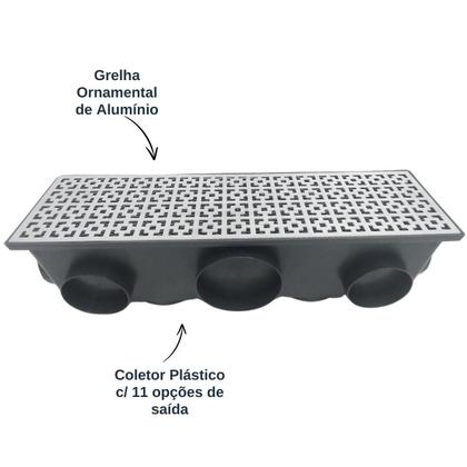 Imagem de Ralo Ornamental Modular 15x50 Completo Alumínio Dubai
