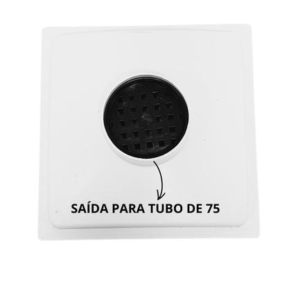 Imagem de Ralo Pluvial 20x20 Alumínio Concava Coletor Branco Saída Baixa de 75mm e Dupla Tela contra insetos