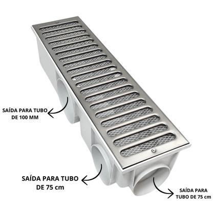 Imagem de Ralo Pluvial modelo 15x50 Inox Modular Branco com Tela