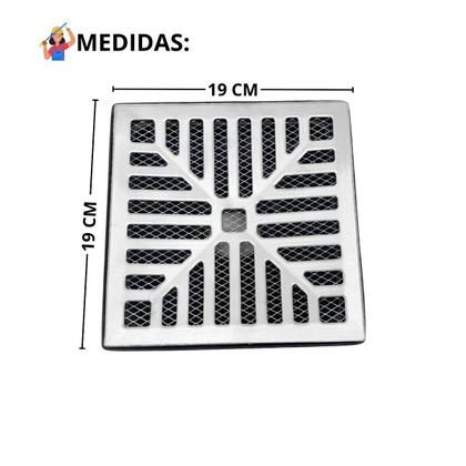 Imagem de Ralo Quadrado 20x20 Aluminio Concavo Coletor Saída 2 polegadas