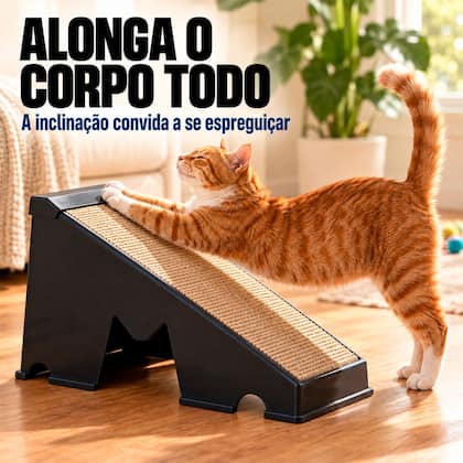 Imagem de Rampa Arranhador Gatos Brinquedo Anti Estresse Papelão Base Plástico Protege Móveis E Sofá Pet
