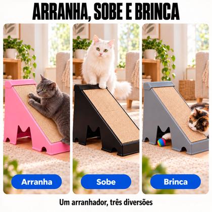 Imagem de Rampa Arranhador Gatos Brinquedo Anti Estresse Papelão Base Plástico Protege Móveis E Sofá Pet