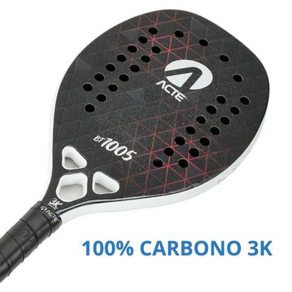 Imagem de Raquete Beach Tennis 100% Carbono 3K EVA Preto Branco Bt1005