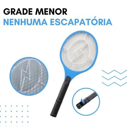 Imagem de Raquete Elétrica Bivolt Recarregável Para Mosquitos e Moscas