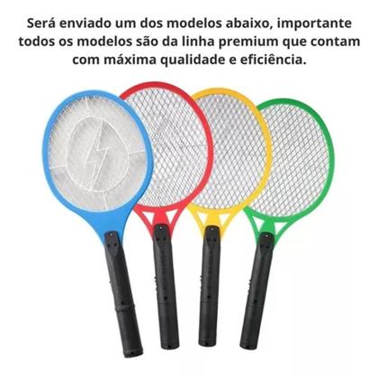 Imagem de Raquete Elétrica Mata Mosquito Dengue Insetos Recarregável Cor Variada