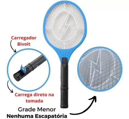 Imagem de Raquete Elétrica Mata Mosquito Dengue Insetos Recarregável Cor Variada