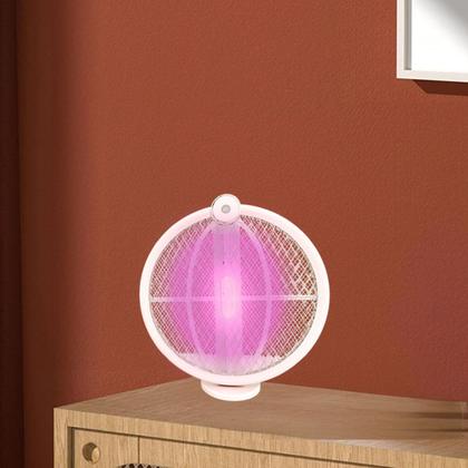 Imagem de Raquete Elétrica UV Recarregável Dobrável com Luz Atrativa