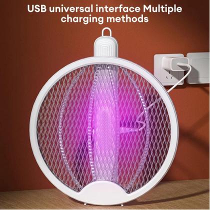 Imagem de Raquete Elétrico Mata Sozinho Mosquito Recarregável Luz Led