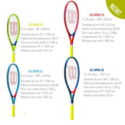 Imagem de Raquete Tênis Wilson Us Open JR 23 Recreacional Principiante