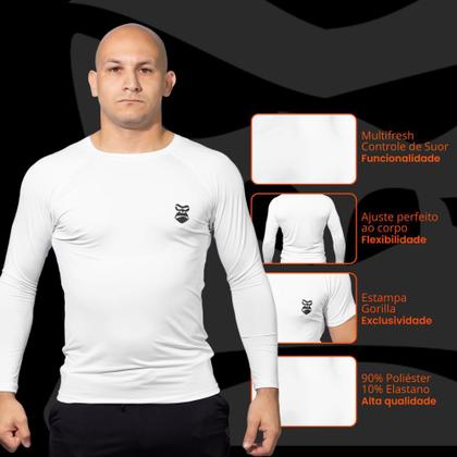 Imagem de Rash Guard Manga Longa Masculina Jiu Jitsu Camiseta Treino Esportiva Academia Qualidade Multifresh Mascote Gorilla Oficial