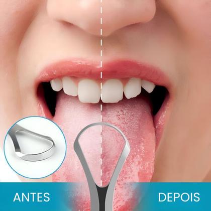 Imagem de Raspador de Língua Inox Ferramenta Higiene Limpeza Bucal Saúde Hálito