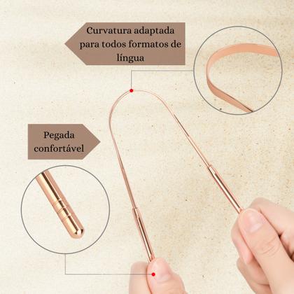 Imagem de Raspador de Língua NO2PROBLEMS Aço Inoxidável Anatômico Resistente Saúde Higiene Bucal Uso Prolongado Cor Cobre