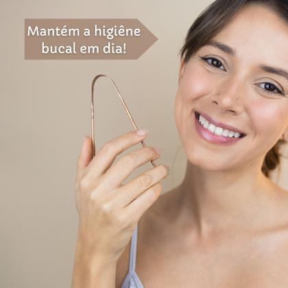 Imagem de Raspador de Língua NO2PROBLEMS Aço Inoxidável Anatômico Resistente Saúde Higiene Bucal Uso Prolongado Cor Cobre