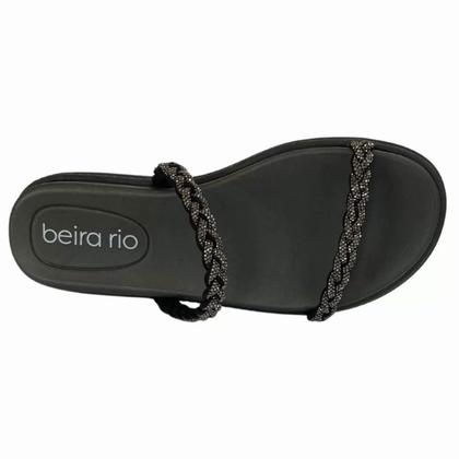 Imagem de Rasteira Beira Rio Flatform Tiras Trançadas Strass Feminina - Preto