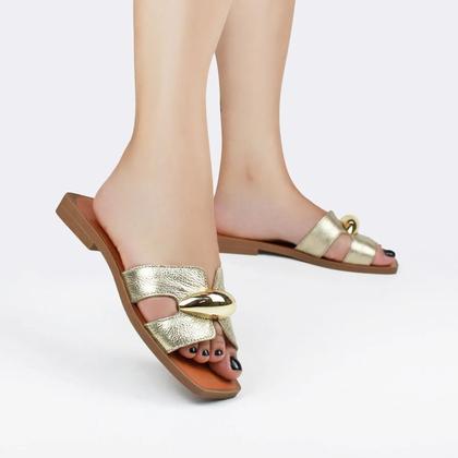 Imagem de Rasteira Bottero Couro Bico Quadrado Fivela 368303