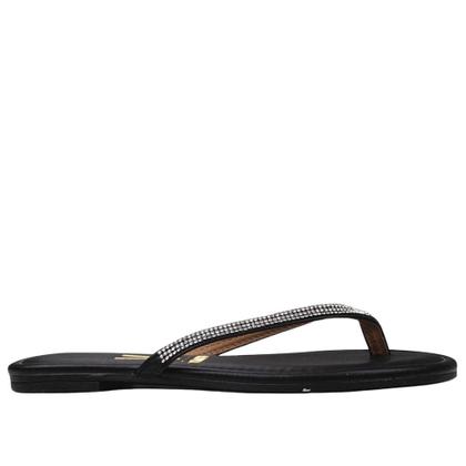 Imagem de Rasteira Feminina Casual Tiras em Strass Vizzano 6371.100 - Preto - 38