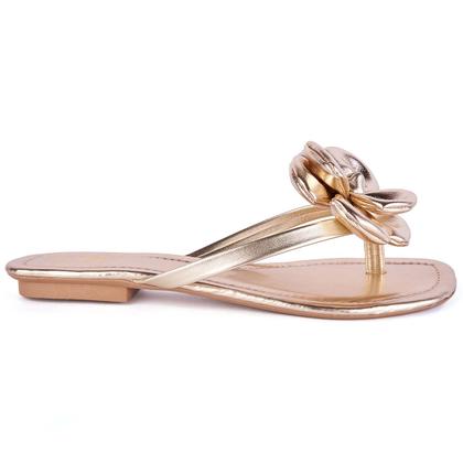 Imagem de Rasteira Feminina Delicada Flor Brilho Chinelo Tiras Finas Olzzy Casual Rasteirinha 