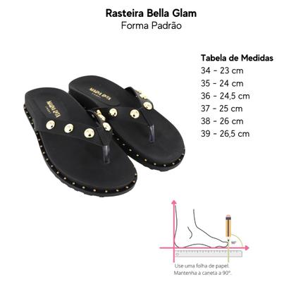 Imagem de Rasteira Feminina Flat Anatômica Rebites Metálico Bella Glam