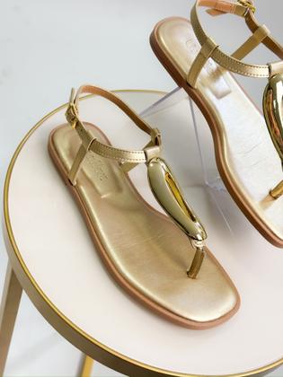 Imagem de Rasteira usaflex detalhe dourado