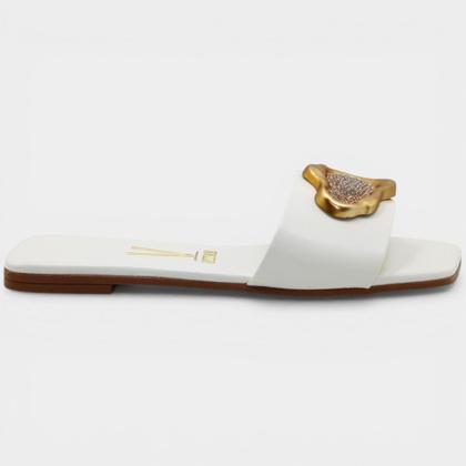 Imagem de Rasteira Vizzano Detalhe Metálico Impact Feminina - Off White - 37