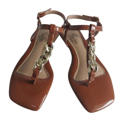 Imagem de Rasteirinha Bico Quadrado Caramelo de Corrente