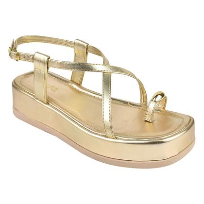 Imagem de Rasteirinha Feminina Sandália Tiras Metalizada De Dedo Confortável Antiderrapante Moda