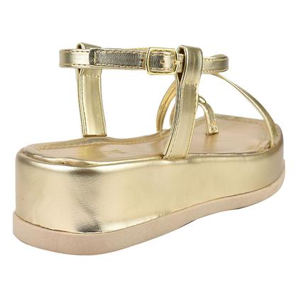 Imagem de Rasteirinha Feminina Sandália Tiras Metalizada De Dedo Confortável Antiderrapante Moda