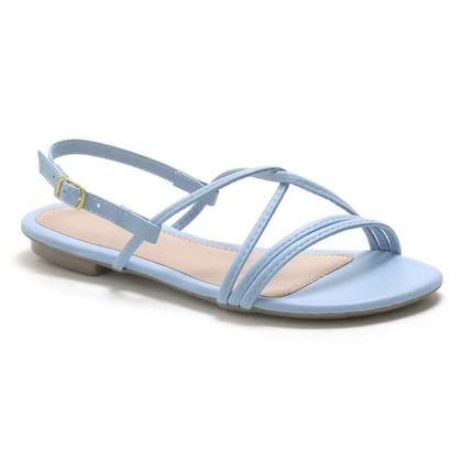 Imagem de Rasteirinha Feminina Sandália Tiras Moda Verão Atemporal Bico Redondo Com Fivela JCL STORE