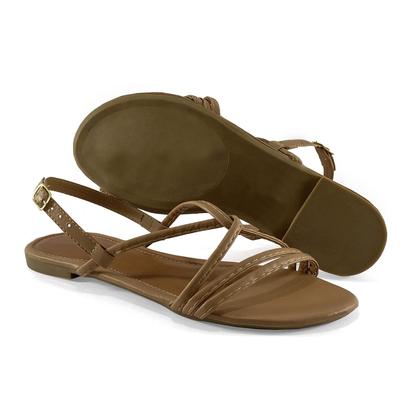 Imagem de Rasteirinha Feminina Sandália Tiras Moda Verão Atemporal Bico Redondo Com Fivela JCL STORE