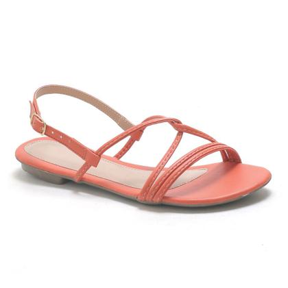 Imagem de Rasteirinha Feminina Sandália Tiras Moda Verão Atemporal Bico Redondo Com Fivela JCL STORE