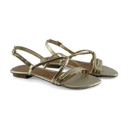 Imagem de Rasteirinha Feminina Sandália Tiras Moda Verão Atemporal Bico Redondo Com Fivela JCL STORE