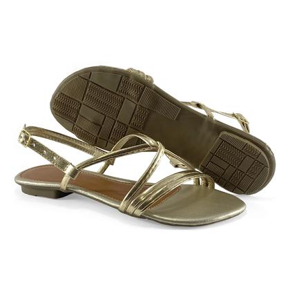 Imagem de Rasteirinha Feminina Sandália Tiras Moda Verão Atemporal Bico Redondo Com Fivela JCL STORE