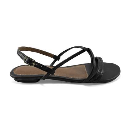 Imagem de Rasteirinha Feminina Sandália Tiras Moda Verão Atemporal Bico Redondo Com Fivela JCL STORE