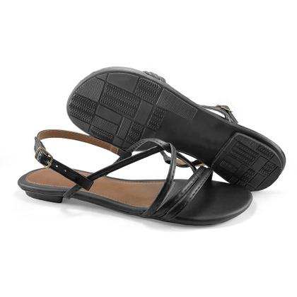 Imagem de Rasteirinha Feminina Sandália Tiras Moda Verão Atemporal Bico Redondo Com Fivela JCL STORE