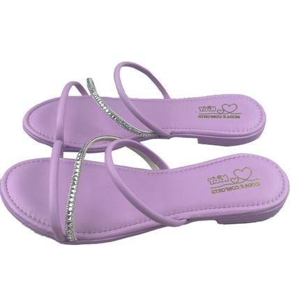 Imagem de Rasteirinha Sandália Flat Ibiza Menina Com Brilho Strass