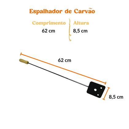 Imagem de Rastelo Espalhador De Carvão e De Brasa De Aço Carbono Para Lareira e Churrasqueira