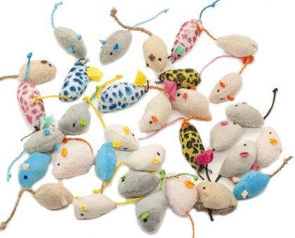 Imagem de Ratos Catnip de pelúcia macia Cat Toys Fashion's Talk Mouse, pacote com 32