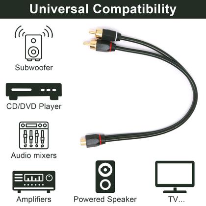 Imagem de RCA Splitter Sydien, 1 fêmea para 2 machos, 30,5 cm, pacote com 2