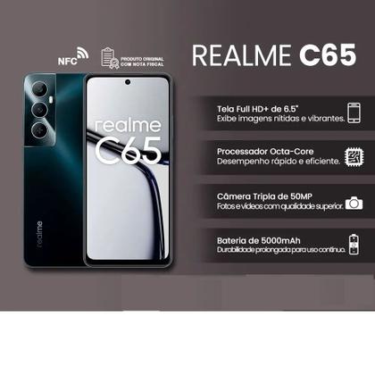 Realme C65 256GB 8GB RAM Tela 6.5 50MP com NFC - Realme C65